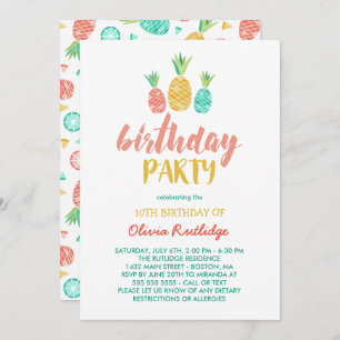 Pineapples - Summer Birthday Party Invitation