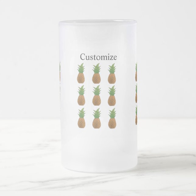 Pineapples Thunder_Cove Frosted Glass Beer Mug (Center)