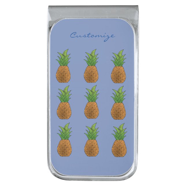 Pineapples Thunder_Cove Silver Finish Money Clip (Front Vertical)
