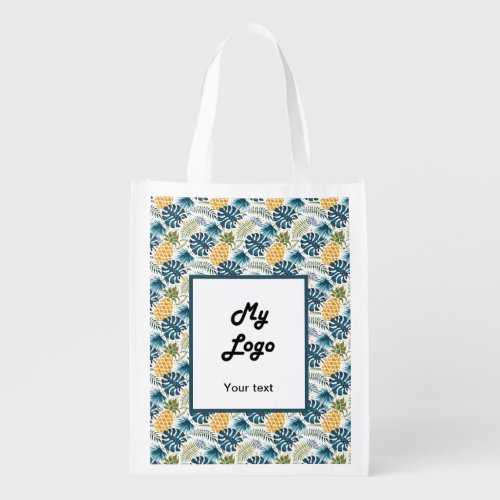 Pineapples tropical business logo text grocery bag