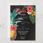 Pineapples & Tropical Flowers Graduation Party Invitation (Front)