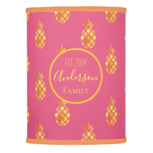 Pineapples tropical hot pink monogram lamp shade