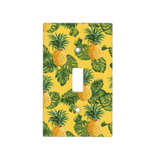 Pineapples & Tropical Leaves On Gold Light Switch Cover