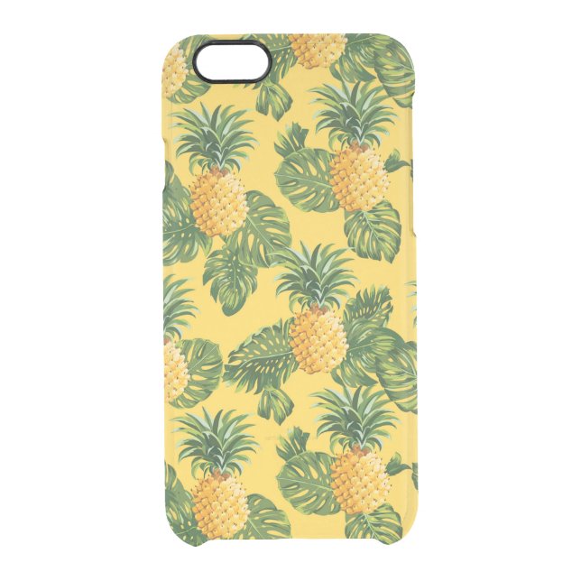 Pineapples & Tropical Leaves On Gold Uncommon iPhone Case (Back)
