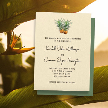 Pineapples Tropical Wedding Full Names Invitation by sandpiperWedding at Zazzle