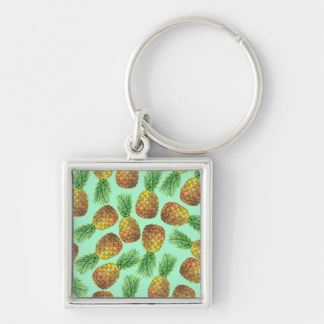 Pineapples watercolor 2 keychain (Front)