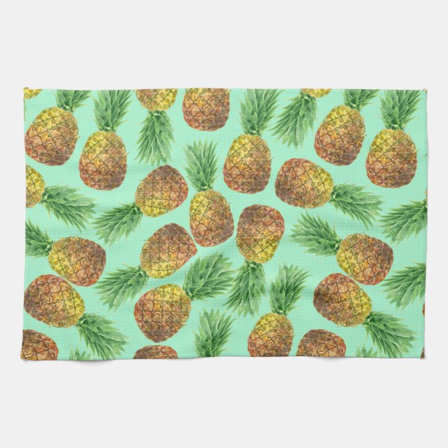 Pineapples watercolor 2 kitchen towel (Horizontal)
