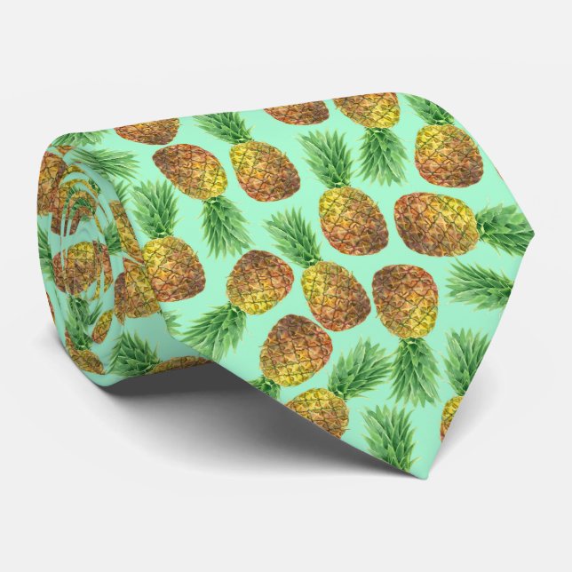 Pineapples watercolor 2 neck tie (Rolled)