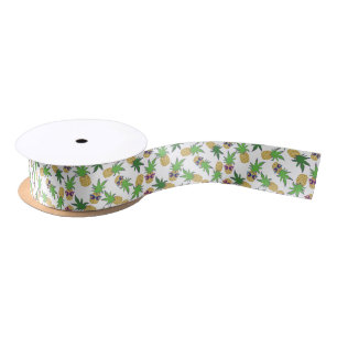 Pineapples with Sunglasses Pattern Satin Ribbon