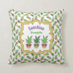 Pineapples with Sunglasses Pattern Throw Pillow