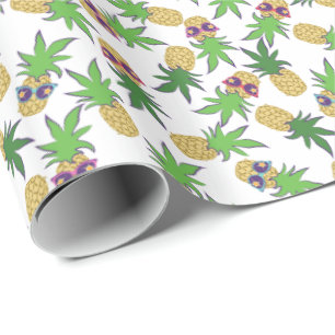 Pineapples with Sunglasses Pattern Wrapping Paper
