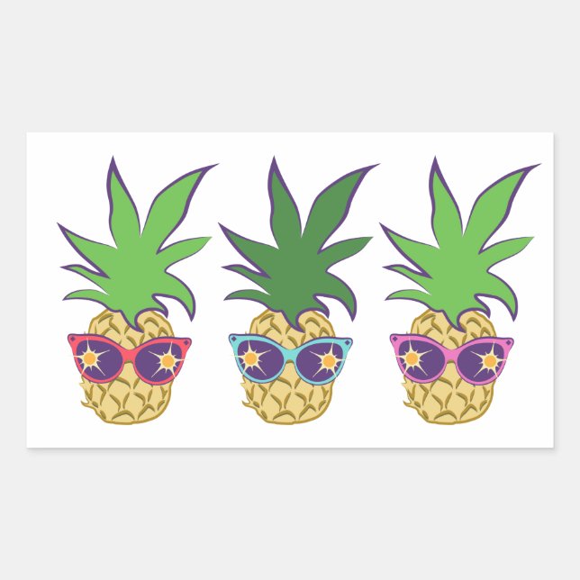 Pineapples with Sunglasses Rectangular Sticker (Front)