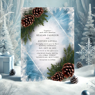 Pinecone and Frost Winter Wedding Invitation