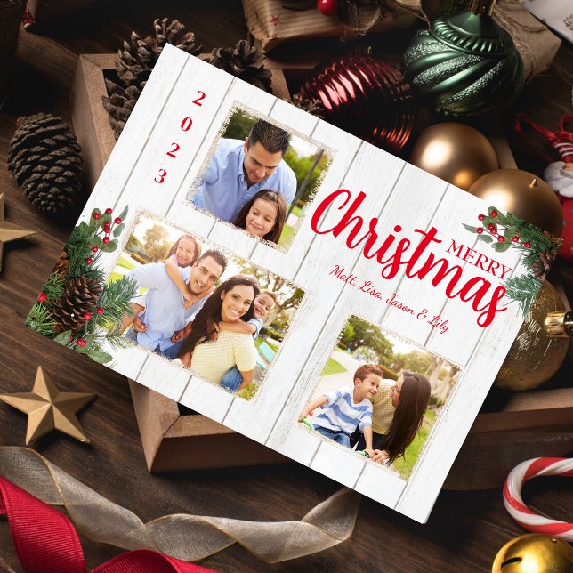 Pinecone and Holly Merry Christmas Holiday Card (Creator Uploaded)