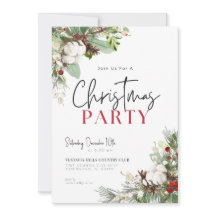 Pinecone Blooms Christmas Party Invitation