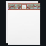 Pinecone Border Letterhead<br><div class="desc">This Stationary Letterhead features a top border of metallic copper Pinecones on a green background. Inside a center top place for your monogram. This particular image is a variation of an Arts and Crafts Tile. Size: 8.5" x 11" Spread your brand by creating custom letterheads for your personal and professional...</div>