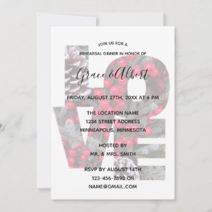 Pinecone Evergreen RedBerries-LOVE Rehearsal  Invitation