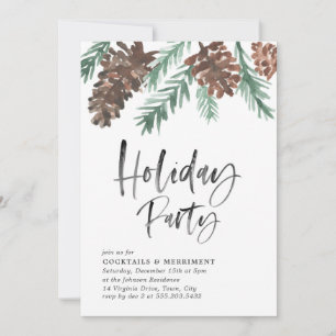 Pinecone Holiday Party Invitation