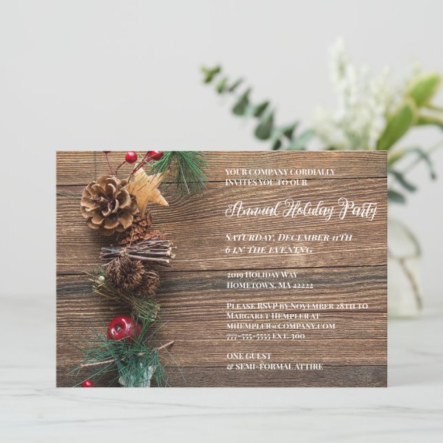 Pinecone Holiday Party Invitation (Standing Front)