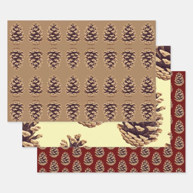 Pinecone Holiday Wrapping Craft Paper (Set)