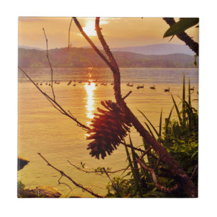 Pinecone Lake sunset Ceramic Tile