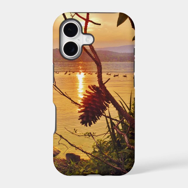 Pinecone Lake sunset Iphone Case (Back)