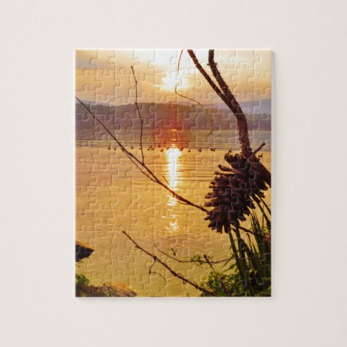 Pinecone Lake sunset Jigsaw Puzzle