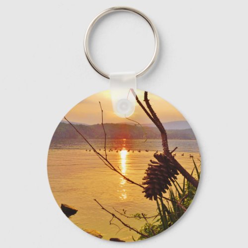 Pinecone Lake sunset Keychain