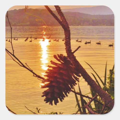Pinecone Lake sunset Square Sticker