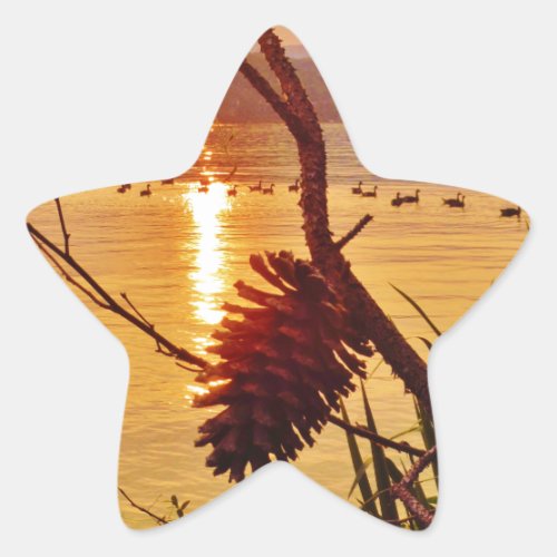 Pinecone Lake sunset Star Sticker