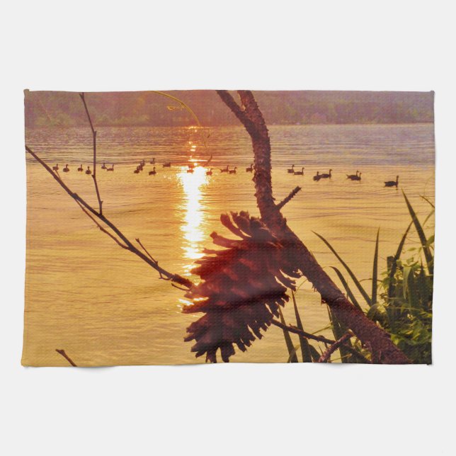 Pinecone Lake sunset Towel (Horizontal)