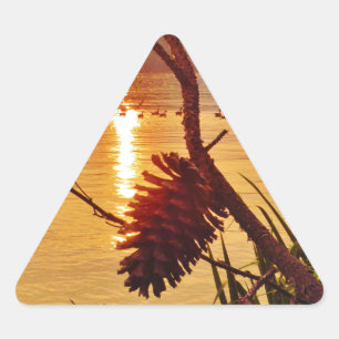 Pinecone Lake sunset Triangle Sticker