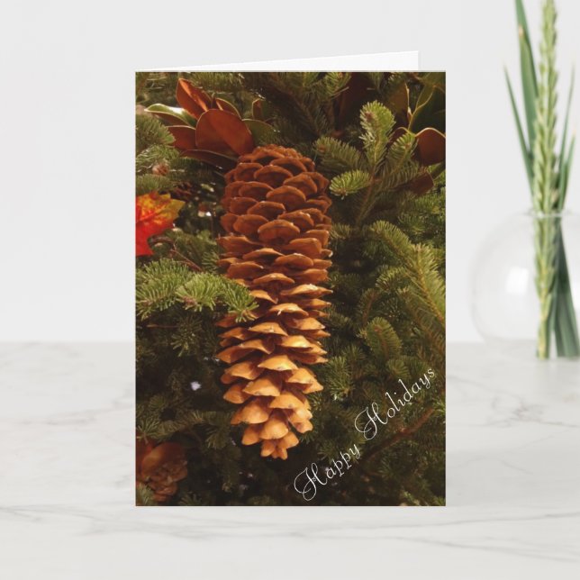 Pinecone on Christmas Tree Holiday Card (Front)
