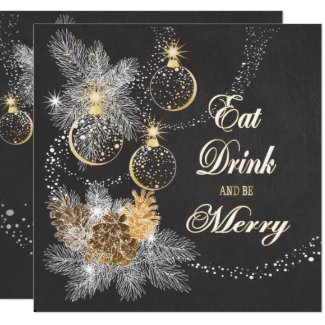 Pinecone Ornaments Chalkboard Christmas Invitation