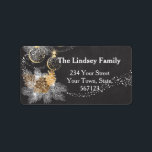 Pinecone Ornaments Chalkboard Christmas Label<br><div class="desc">Festive Christmas theme features Chalkboard artwork with pine cones,  pine branches and delicate gold accented Holiday ornaments and dusting of sparkle look dots.  Customize name and address text.</div>