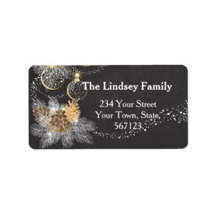 Pinecone Ornaments Chalkboard Christmas Label