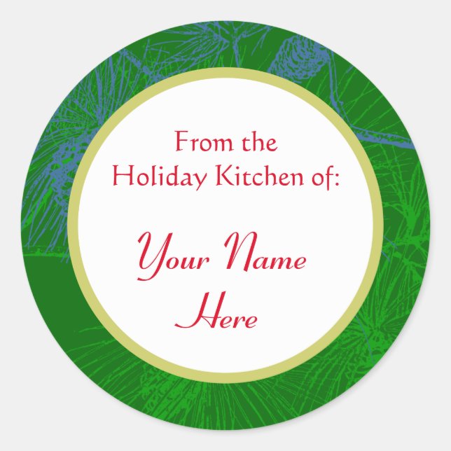 Pinecone Pattern Custom Holiday Baking Stickers (Front)