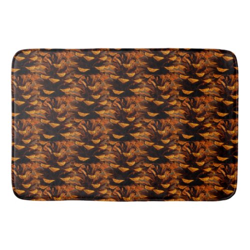 Pinecone pattern rustic fall nature bath mat