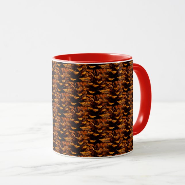 Pinecone pattern rustic fall nature mug (Front Right)