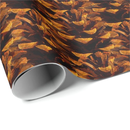 Pinecone pattern rustic fall nature wrapping paper