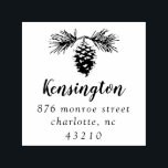 Pinecone | Return Address Self-Inking Stamp<br><div class="desc">This stylish return address stamp features a detailed pinecone design and elegant script font.  Perfect for the winter and holiday season!  Multiple color options are available.</div>