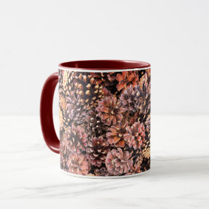 Pinecone rustic fall colorful winter brown mug