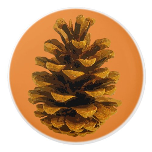 Pinecone rustic nature ceramic knob