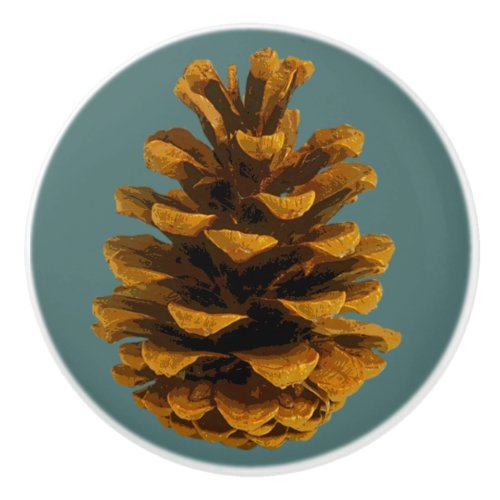 Pinecone rustic nature ceramic knob