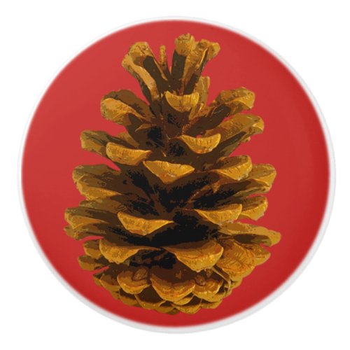 Pinecone rustic nature ceramic knob