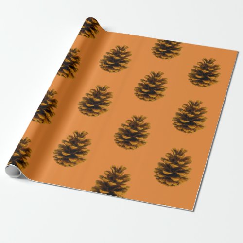 Pinecone rustic nature wrapping paper