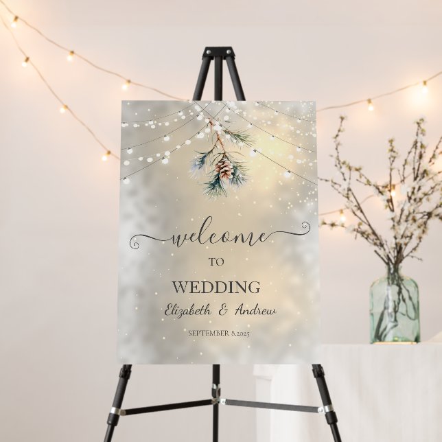Pinecone String Lights Winter Wedding Foam Board (In Situ (Stand))