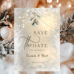Pinecone String Lights Winter WeddingSave The Date Save The Date<br><div class="desc">Pinecone and string lights on a gold background. Beautifully designed invitation that can be customized with your name. Select the "customize" button to change the font style,  color,  and size.</div>