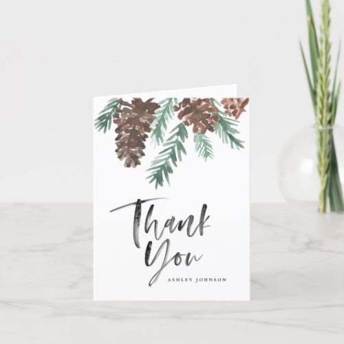 Pinecone Thank You Brush Script Folded Card