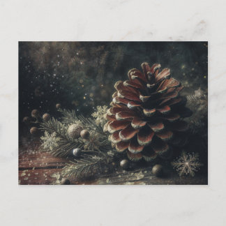 Pinecone Winter Art Postcard
